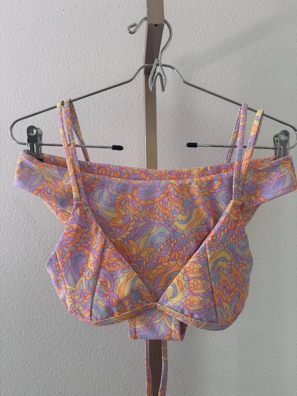 Kulani Kinis Whipped Wonder Bikini Top Floral Retro 70s Print S/M Boho